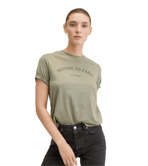 Olive T-Shirt With Slogan